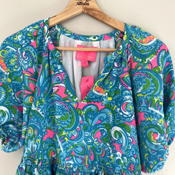 NWT Lilly Pulitzer Shannon Tiered Swing Dress in Seabreeze Blue Women's Size XS - Picture 8 of 16